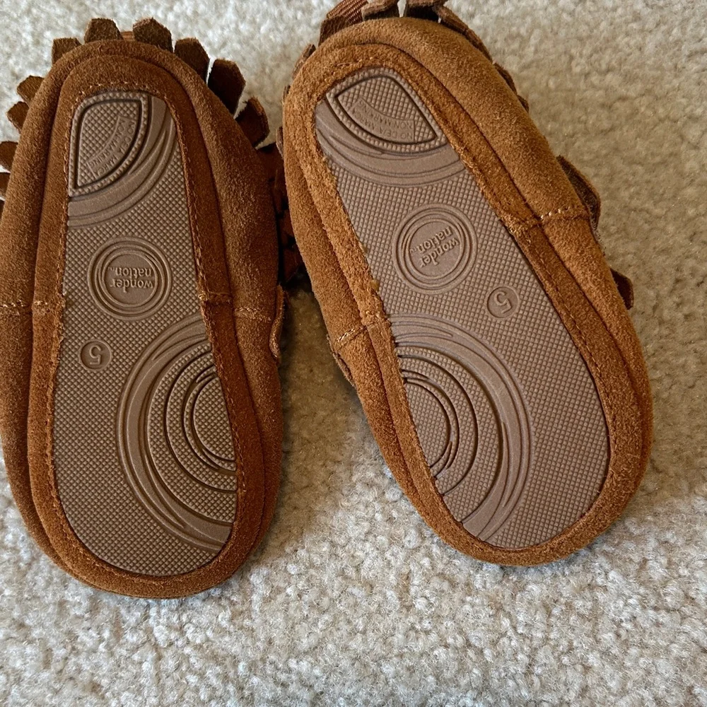 Wonder Nation Brown Moccasin Kids Shoes with Fringe